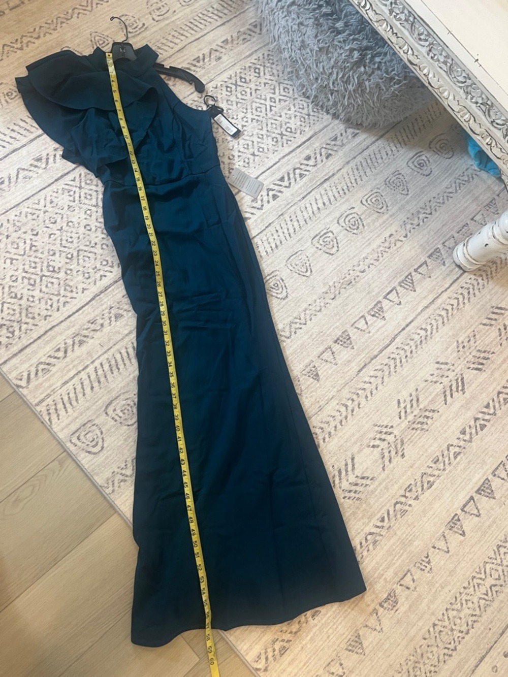 Lulu's Deep Teal  High-Neck Ruffle Maxi Dress - Picture 5 of 9